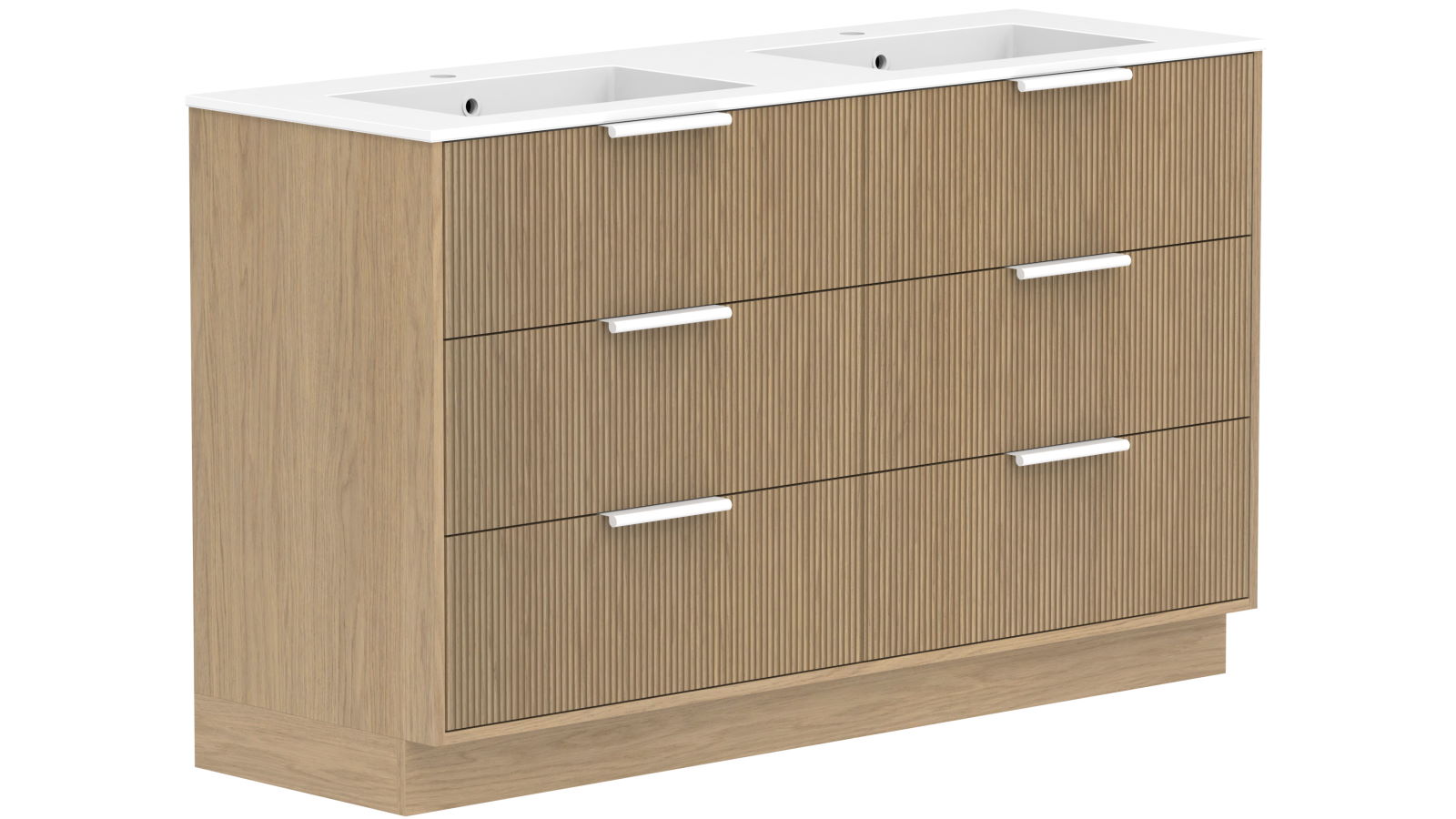 ADP Santorini Trio 1500 All Drawer Floor Mount Vanity with Double Basin Cast Marble Top Harvey