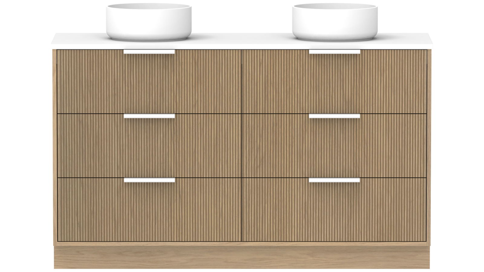 ADP Santorini Trio 1500 All Drawer Floor Mount Vanity with Double Bowl Cherry Pie Top Harvey