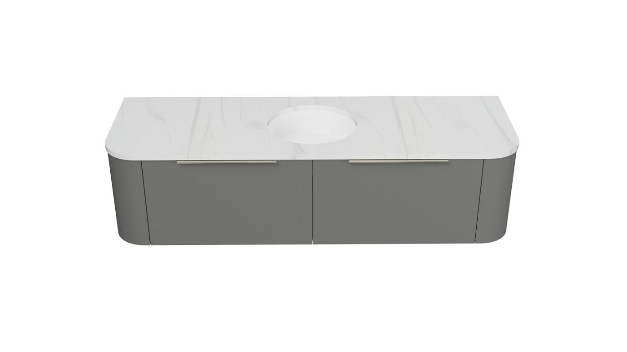 Timberline Santos 1500mm Wall-Hung Vanity with SilkSurface Top and Left Under Counter Basin
