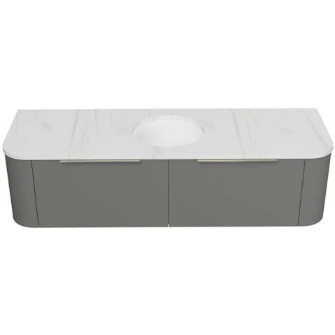 Timberline Santos 1500mm Wall-Hung Vanity with SilkSurface Top and Left Under Counter Basin
