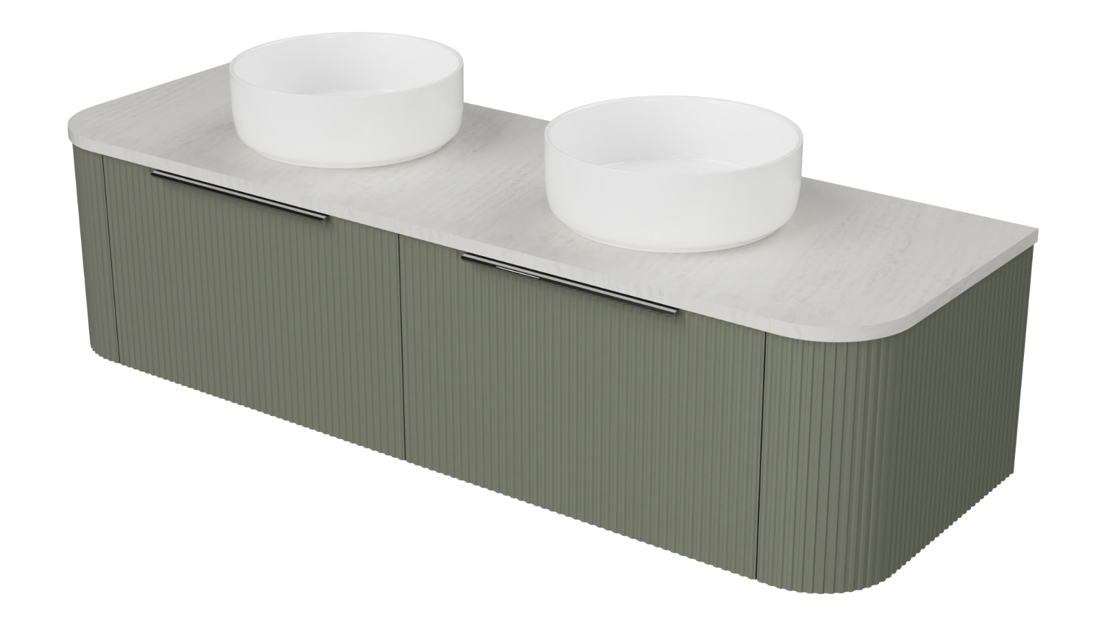 Timberline Santos 1500mm WallHung Vanity with SilkSurface Top and Double Above Counter Basins