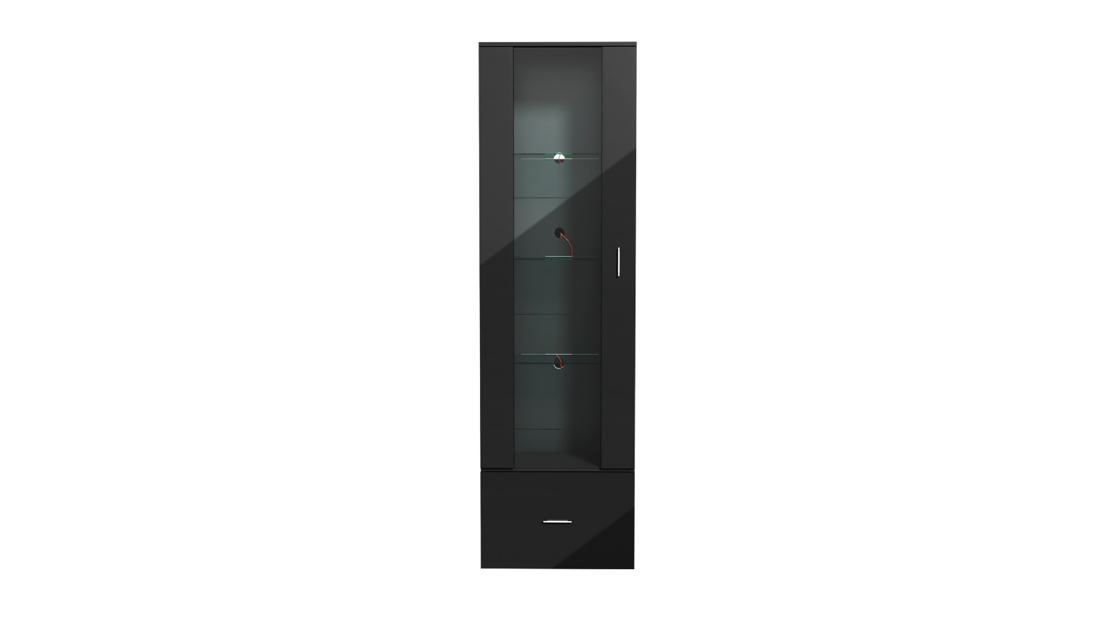 Oikiture LED Light High Gloss Display Cabinet - Black