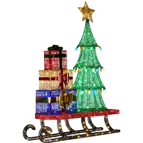 Klika Christmas Display Sled with Tree and Present - 183cm
