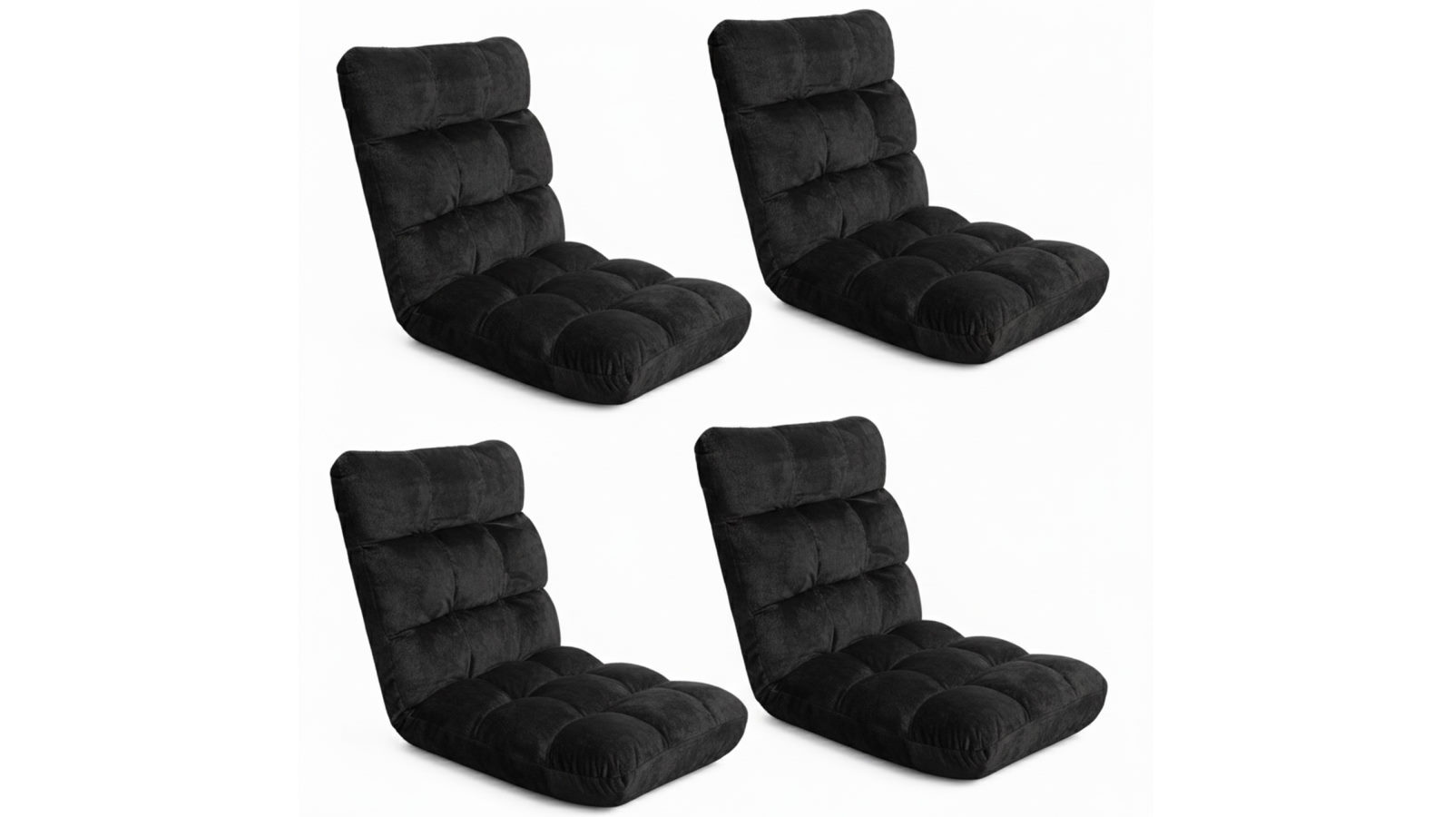 Artiss 4 x Flannel Fabric Lounge Sofa Bed - Black