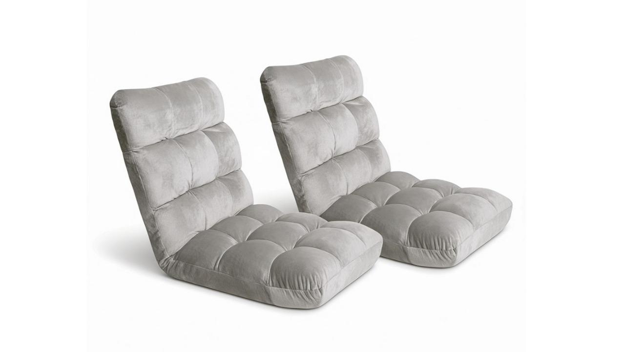 Artiss 2 Piece Grey Flannel Fabric Sofa Bed