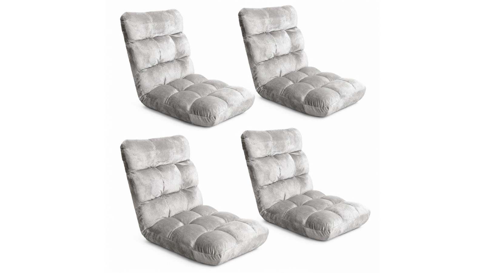 Artiss 4 x Flannel Fabric Lounge Sofa Bed - Grey