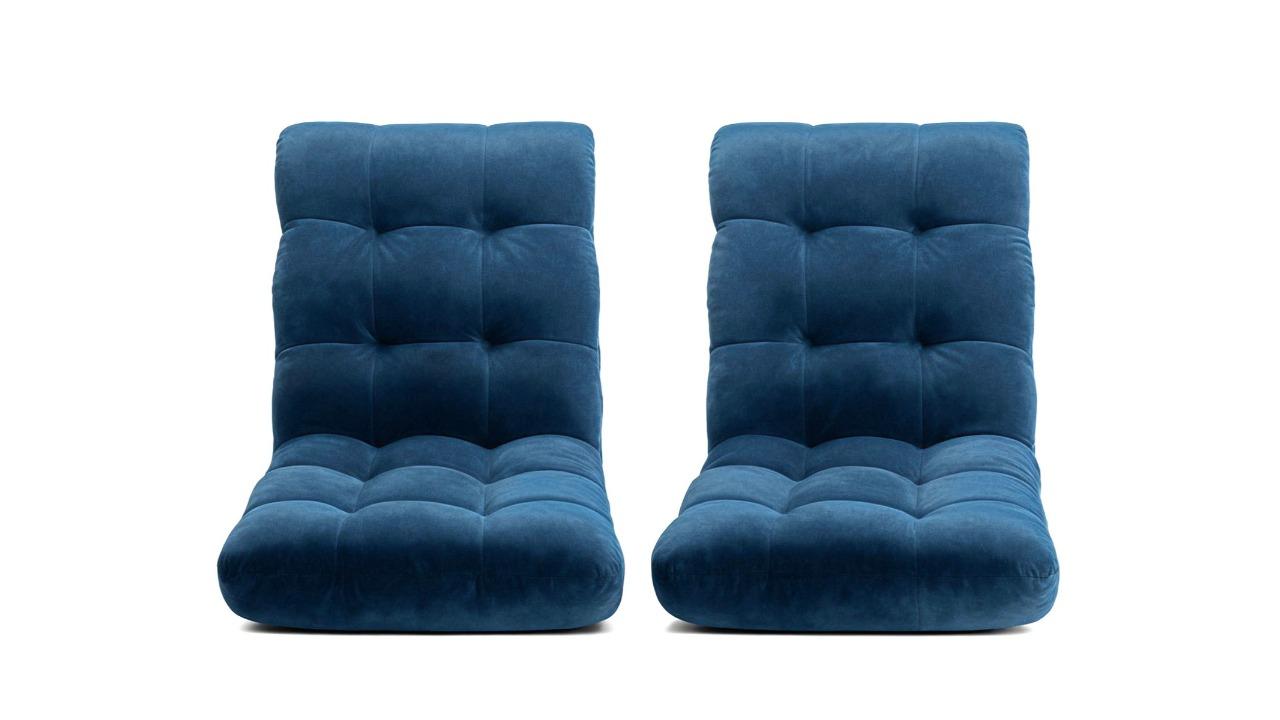 Artiss 2 Piece Flannel Fabric Floor Lounge - Navy