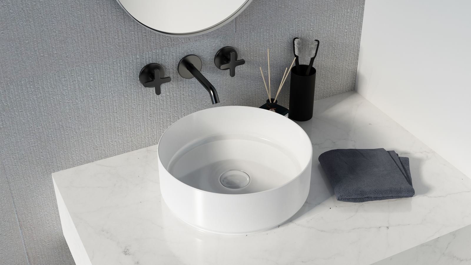Sanceramica Glamour Round 365mm Vessel Basin - Gloss White