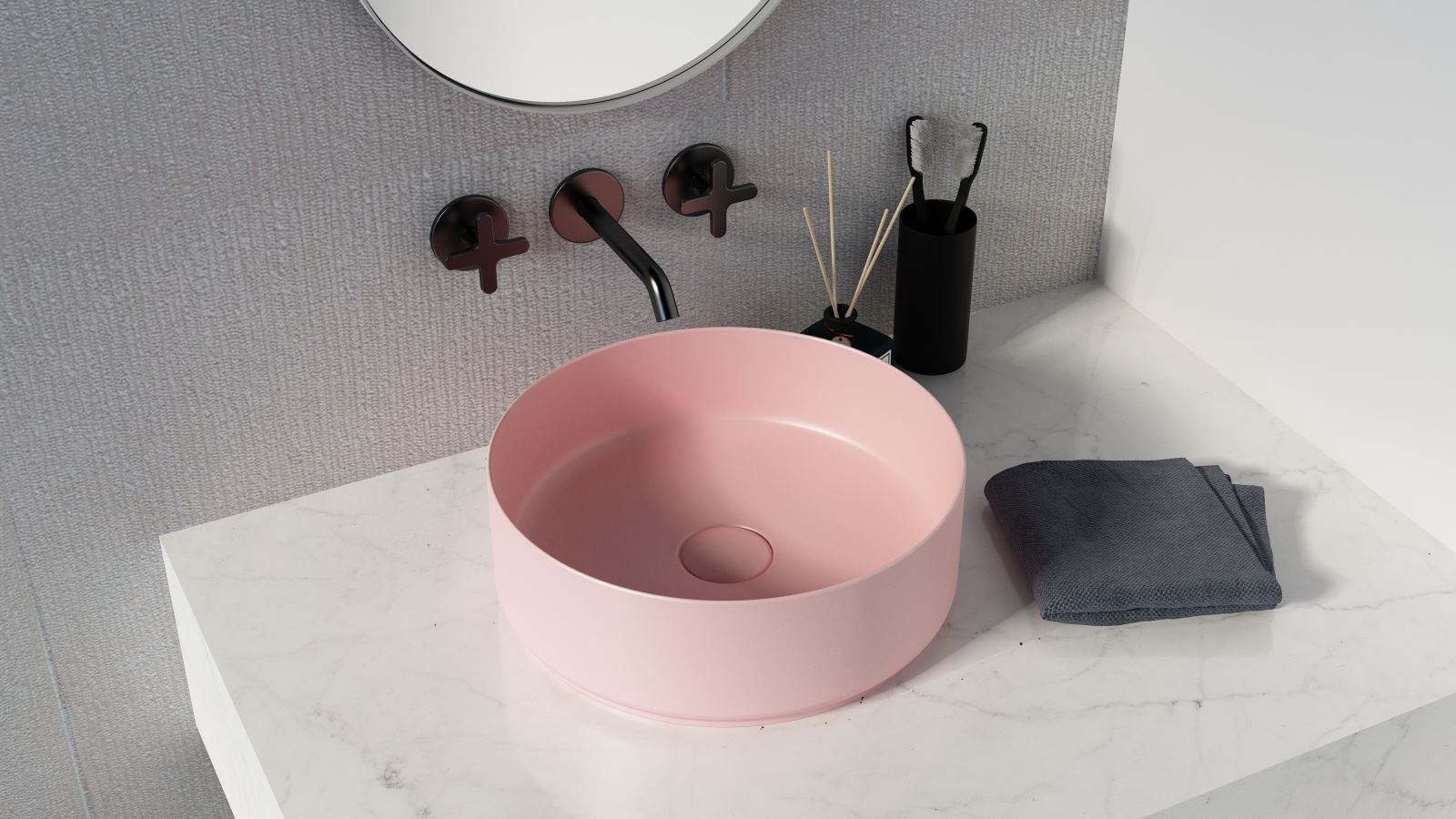 Sanceramica Glamour Round 365mm Vessel Basin - Light Pink