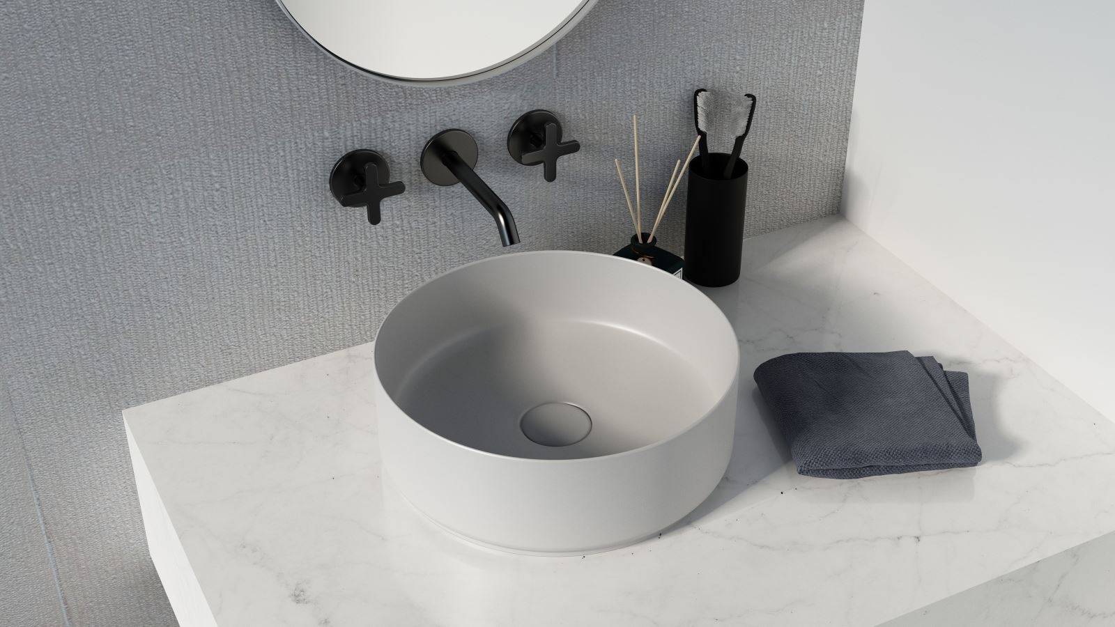 Sanceramica Glamour Round 365mm Vessel Basin - Light Silver