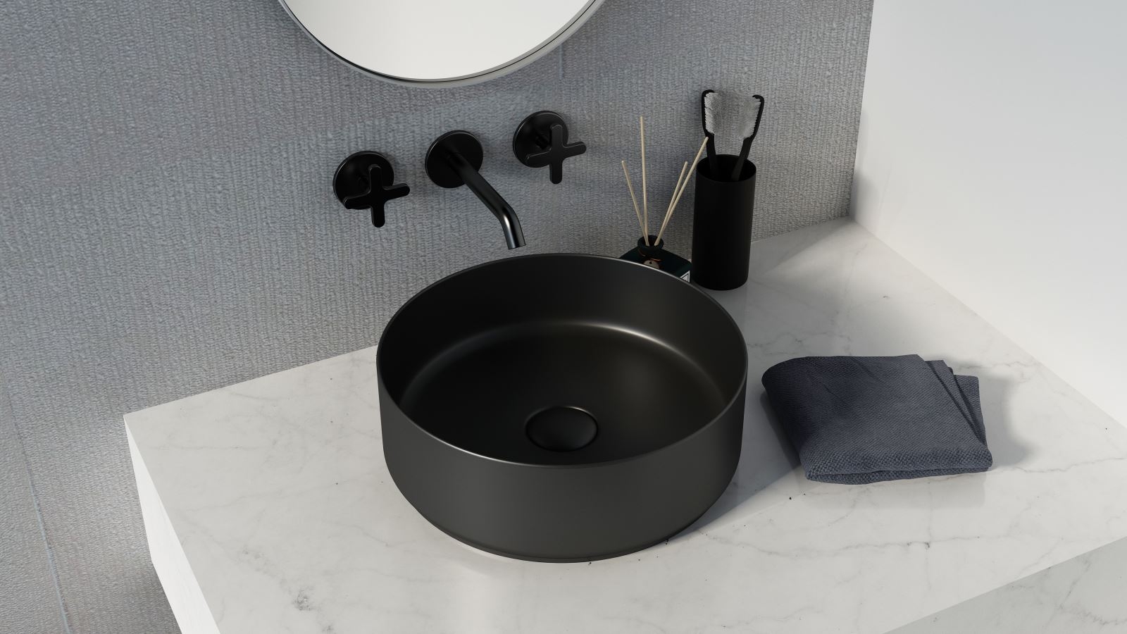 Sanceramica Glamour Round 365mm Vessel Basin - Matte Black