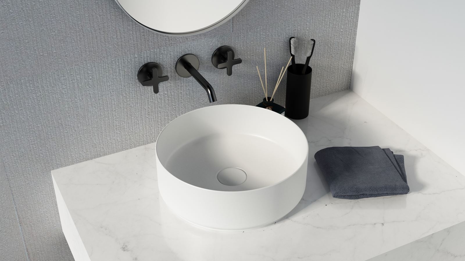 Sanceramica Glamour Round 365mm Vessel Basin - Matte White