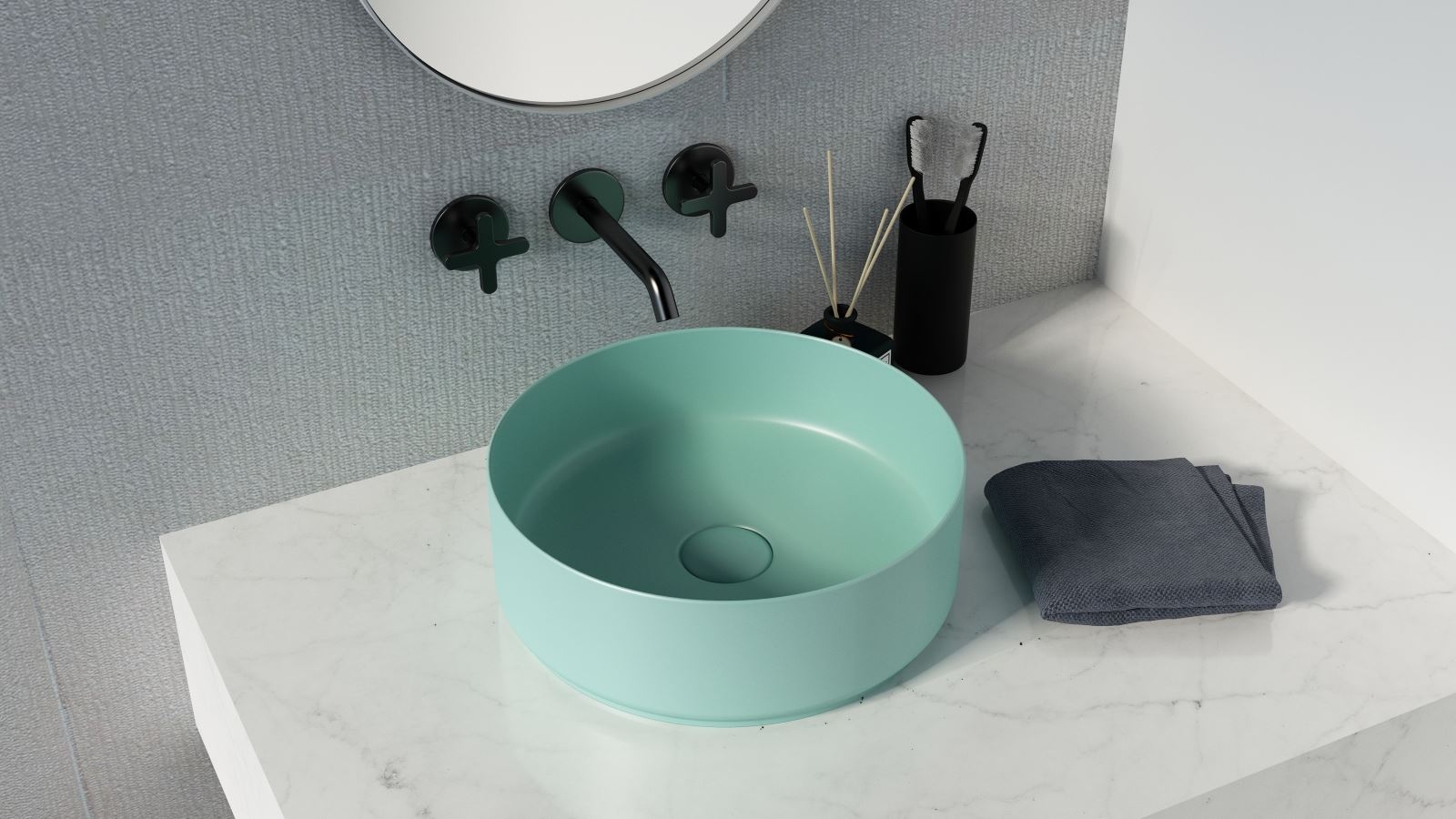 Sanceramica Glamour Round 365mm Vessel Basin - Sea Green