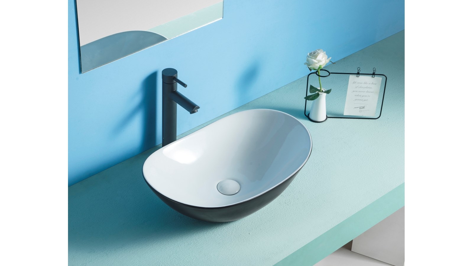 Sanceramica Indulgence Vessel Basin - Gloss White/Matte Black