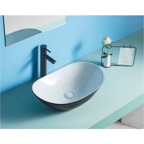 Sanceramica Indulgence Vessel Basin - Gloss White/Matte Black