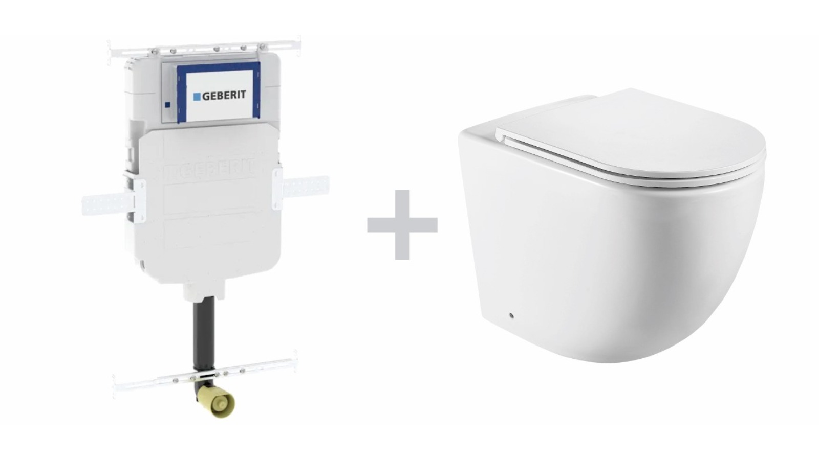 Geberit Sigma8 Cistern + Curve Plus UQF Gloss White Wall-Faced Toilet Pan