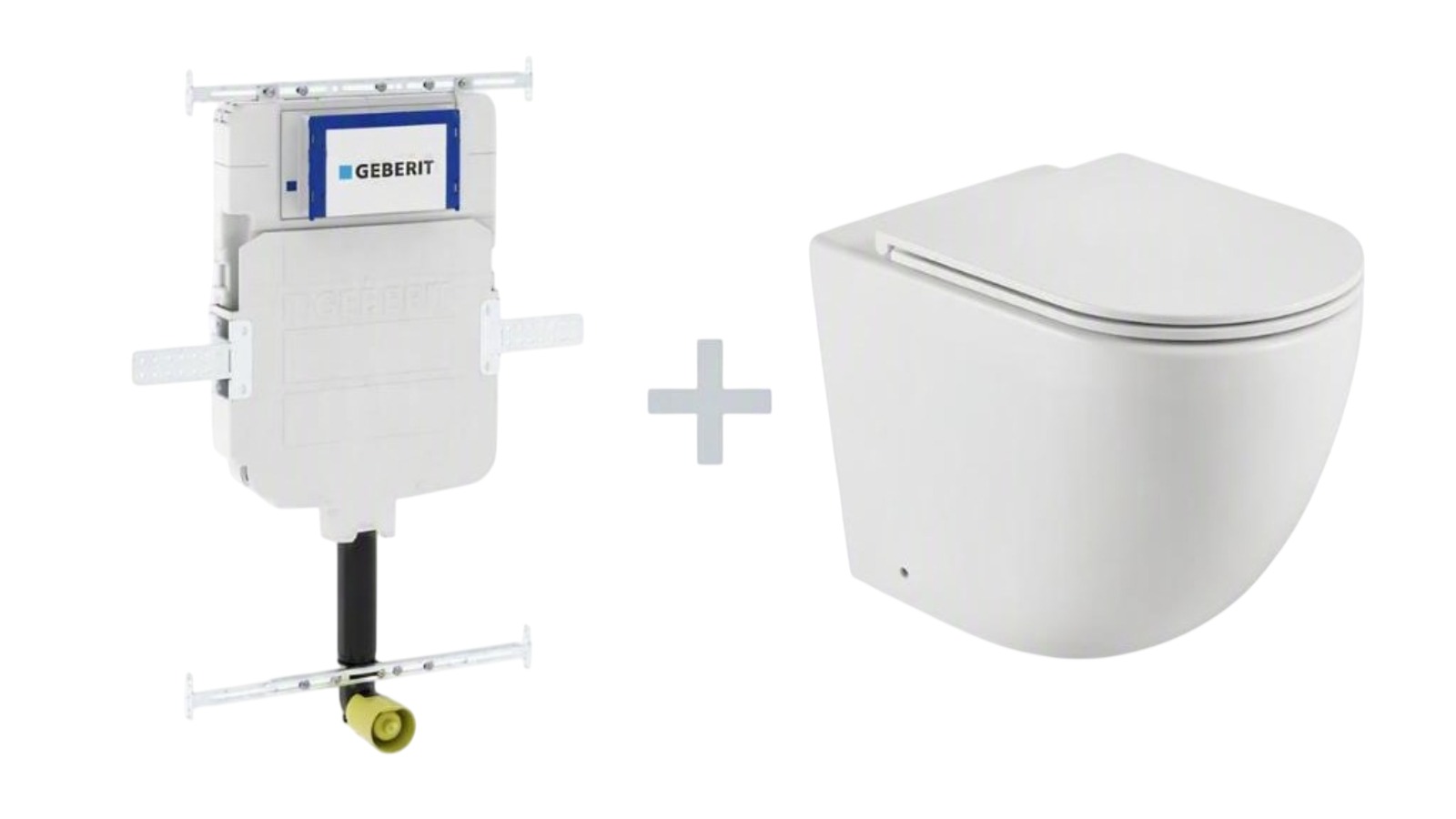 Geberit Sigma8 Cistern + Curve Plus UQF Matte White Wall-Faced Toilet Pan