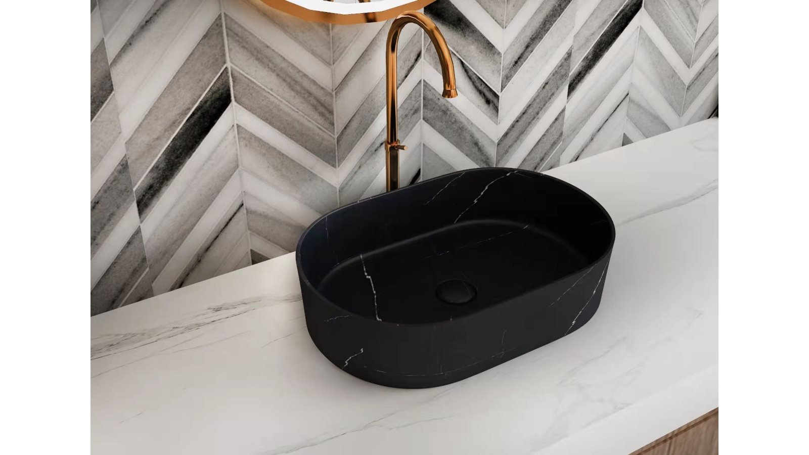 Sanceramica Sage Nero Marquina Natural Marble Vessel Basin