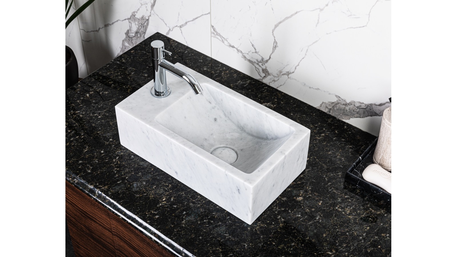 Sanceramica Stella Marble Above Counter Basin – Carrara White Natural