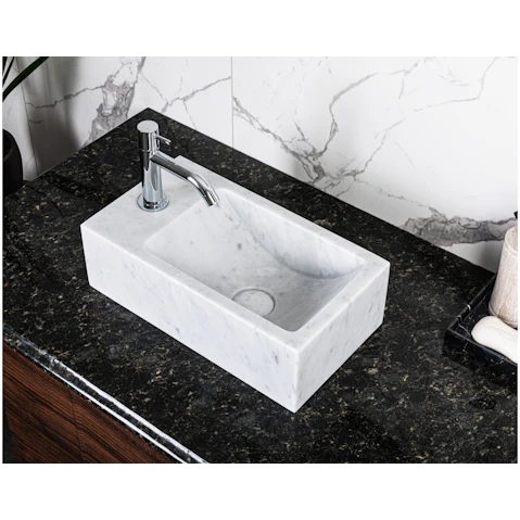 Sanceramica Stella Marble Above Counter Basin – Carrara White Natural