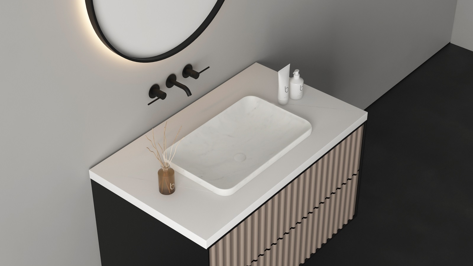 Sanceramica Surface Semi-Inset Basin - Carrara White Marble