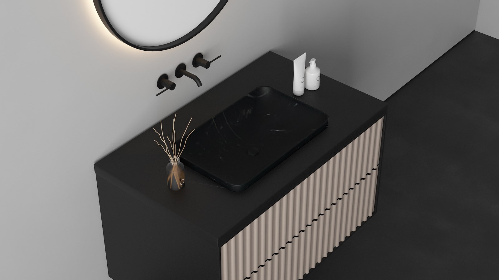 Sanceramica Surface Semi-Inset Basin - Nero Marquina Marble