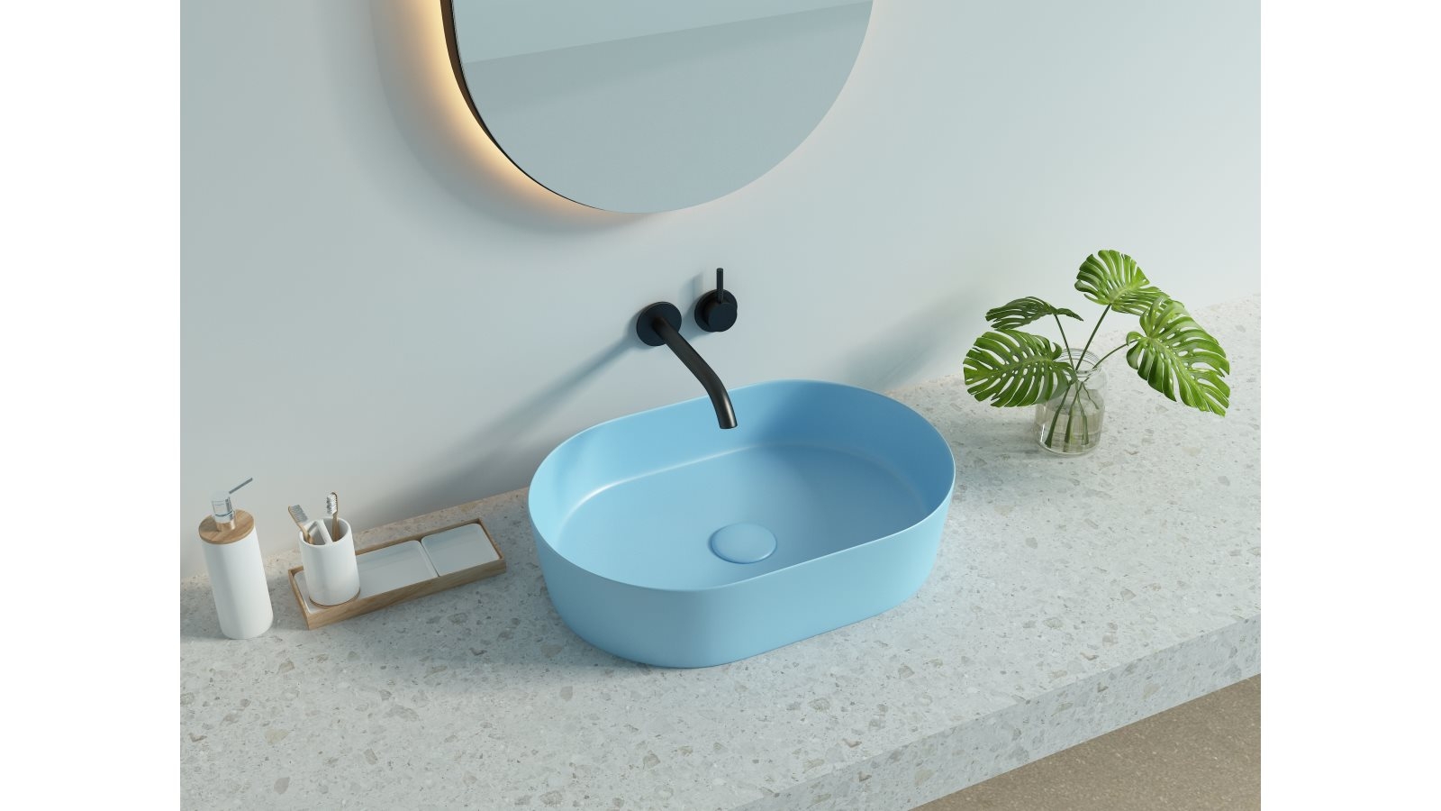 Sanceramica Sapphire 500mm Vessel Basin - Steel Blue
