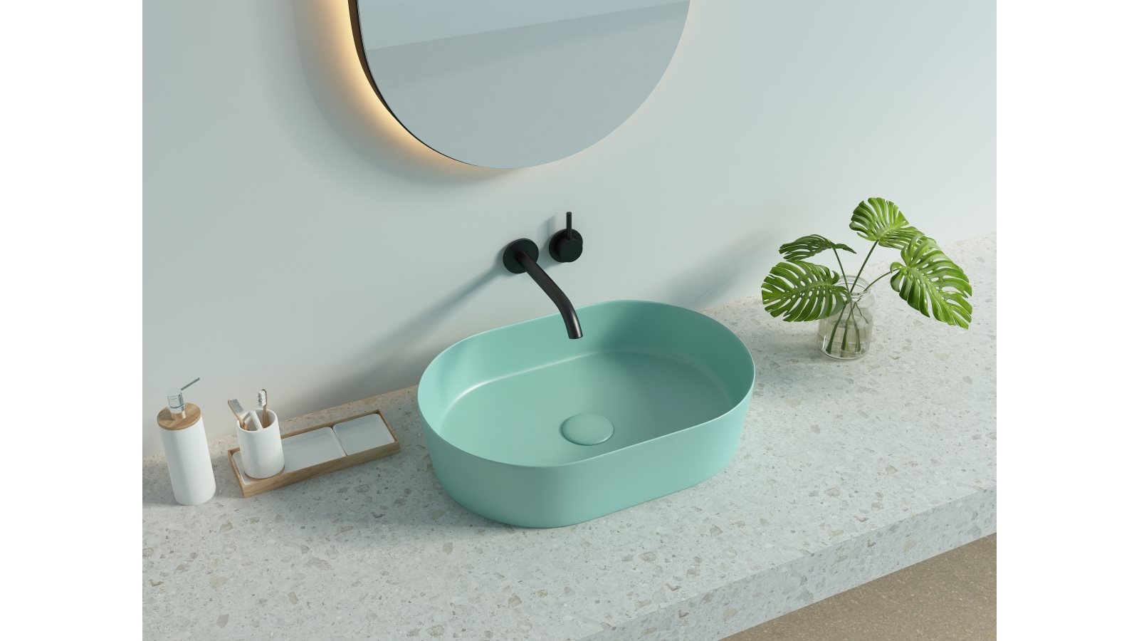 Sanceramica Sapphire 500mm Vessel Basin - Sea Green