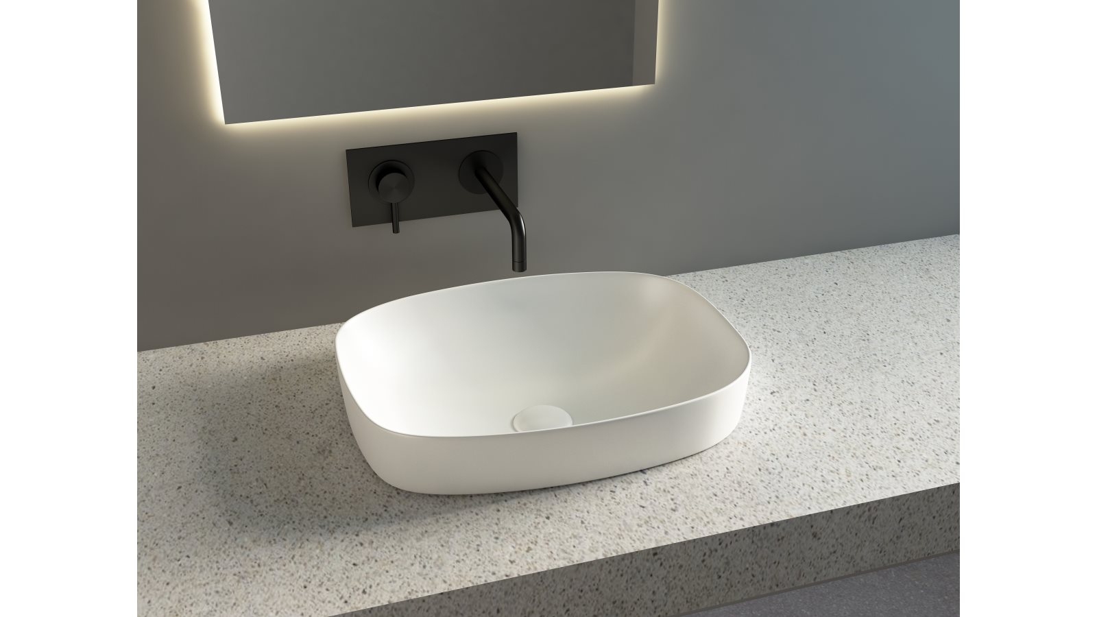Sanceramica Minimal 505mm Semi-inset Basin - Matte White