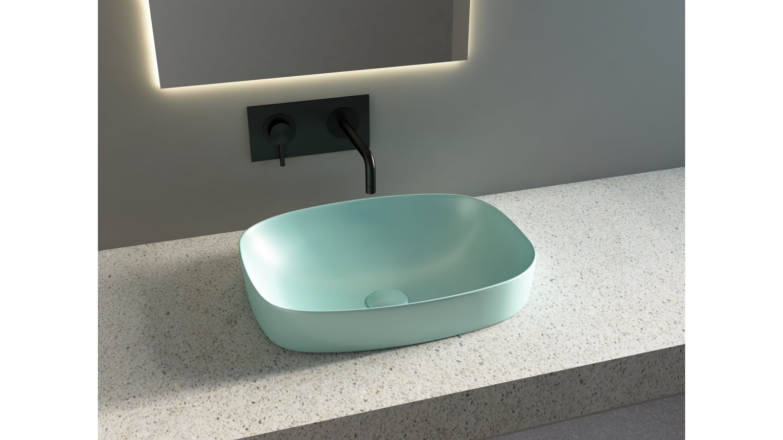 Sanceramica Minimal 505mm Semi-inset Basin - Sea Green