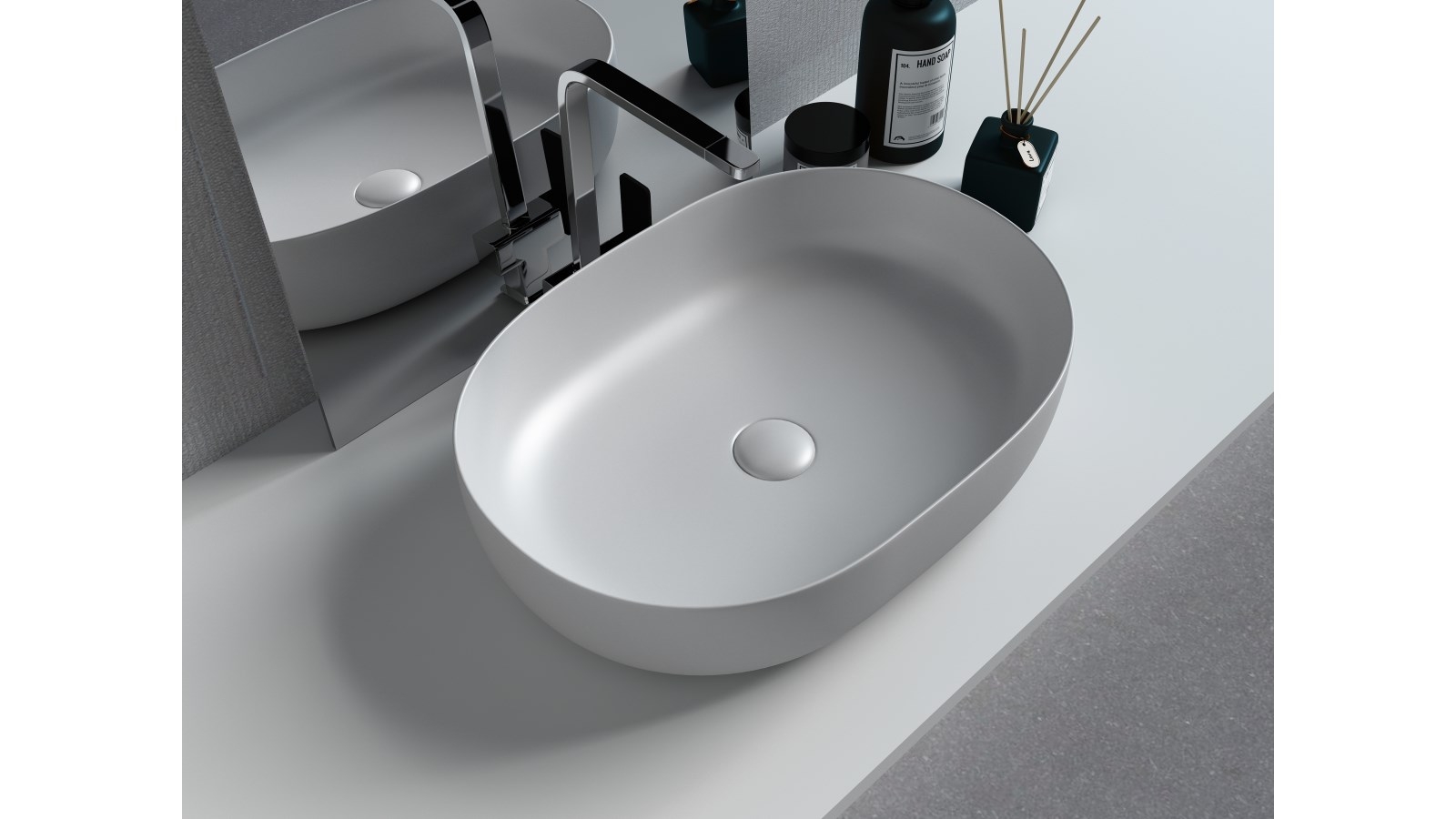 Sanceramica Artique 595mm Vessel Basin - Light Silver