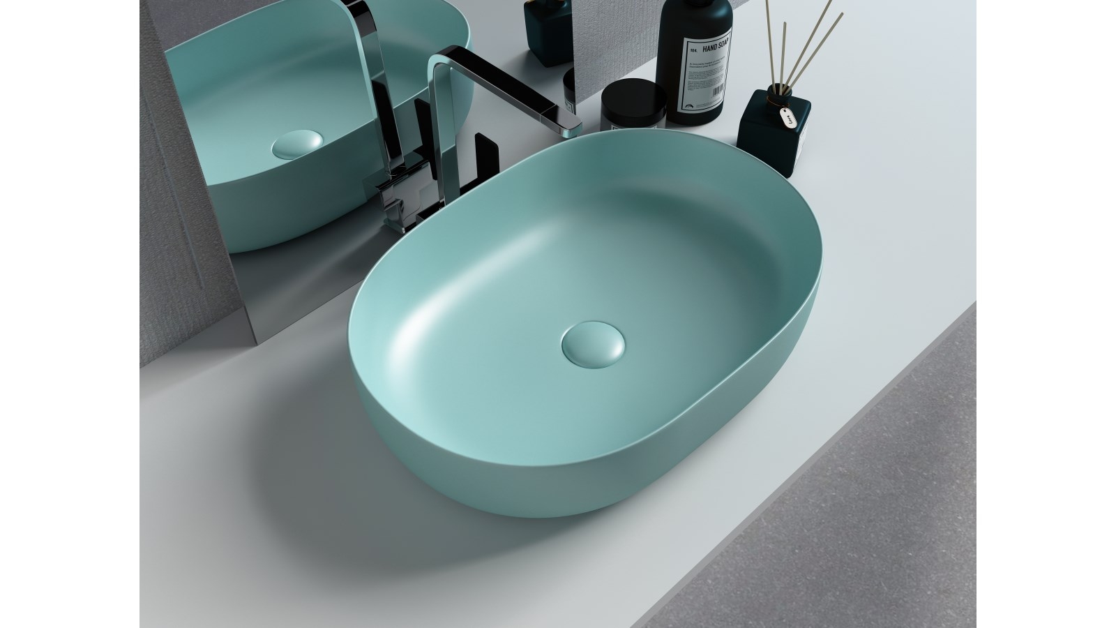 Sanceramica Artique 595mm Vessel Basin - Sea Green