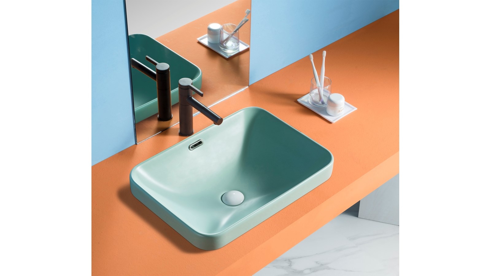 Sanceramica Atreo Semi-inset Basin - Sea Green