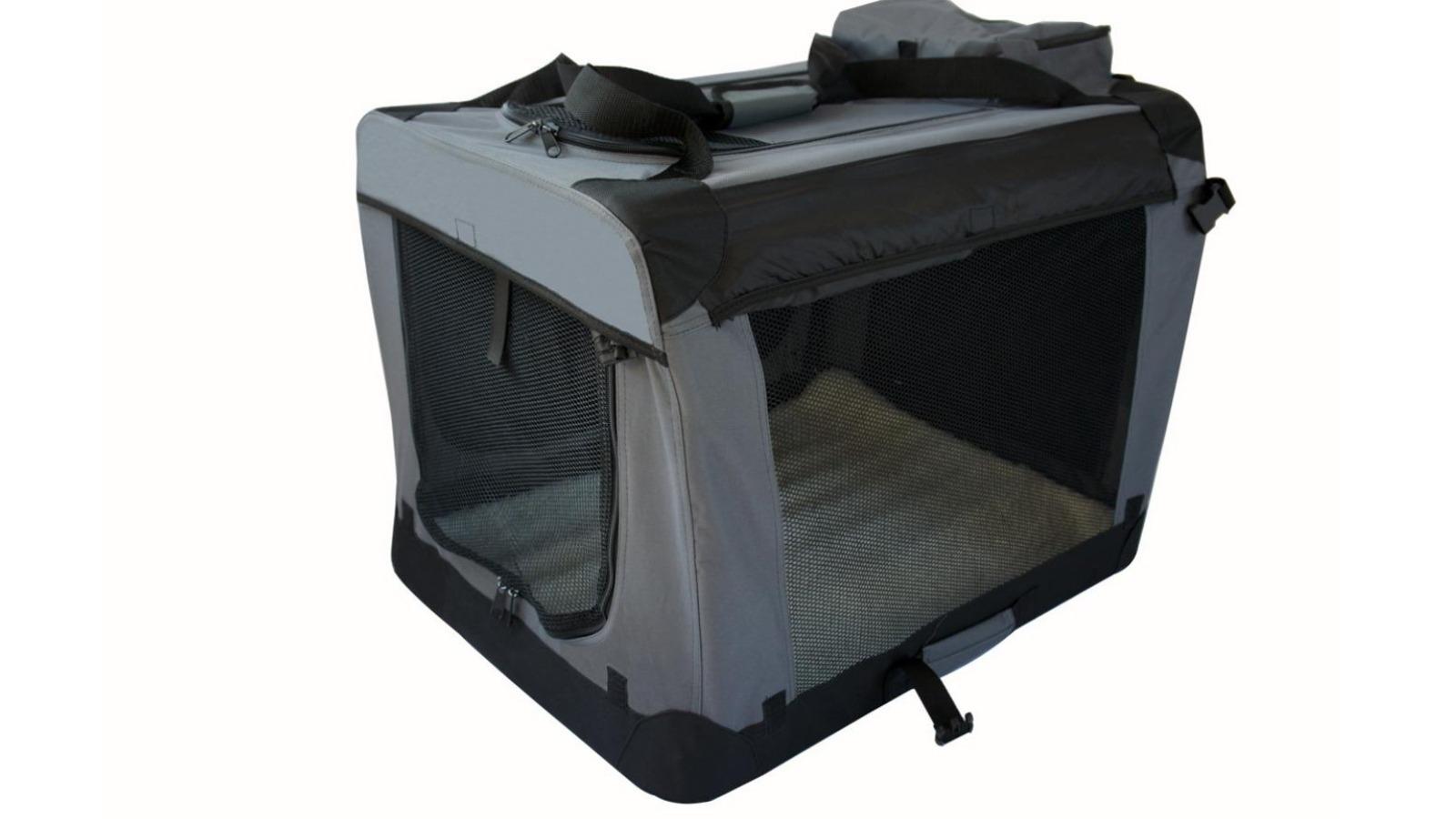 YES4PETS XXX-Large Foldable Soft Pet Travel Crate with Curtain - Grey