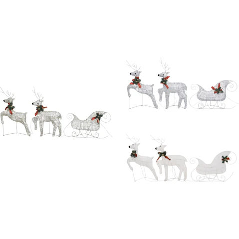 vidaXL Outdoor Reindeer and Sleigh Christmas Decoration 140 LED