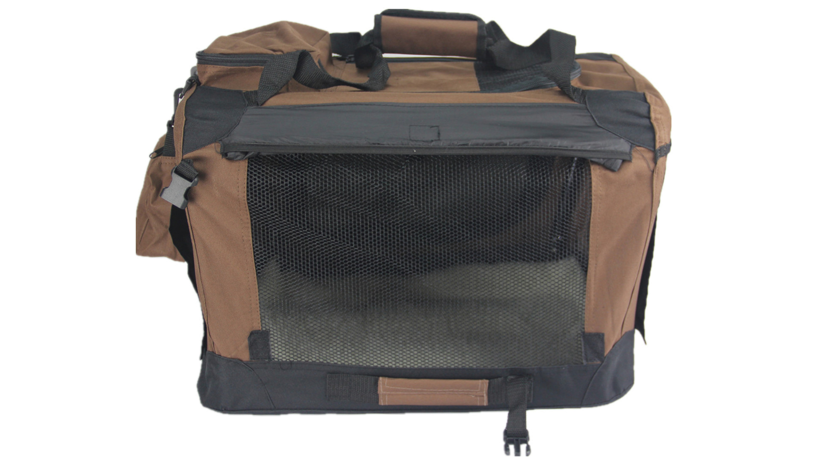 YES4PETS Medium Foldable Pet Soft Crate with Curtain - Brown
