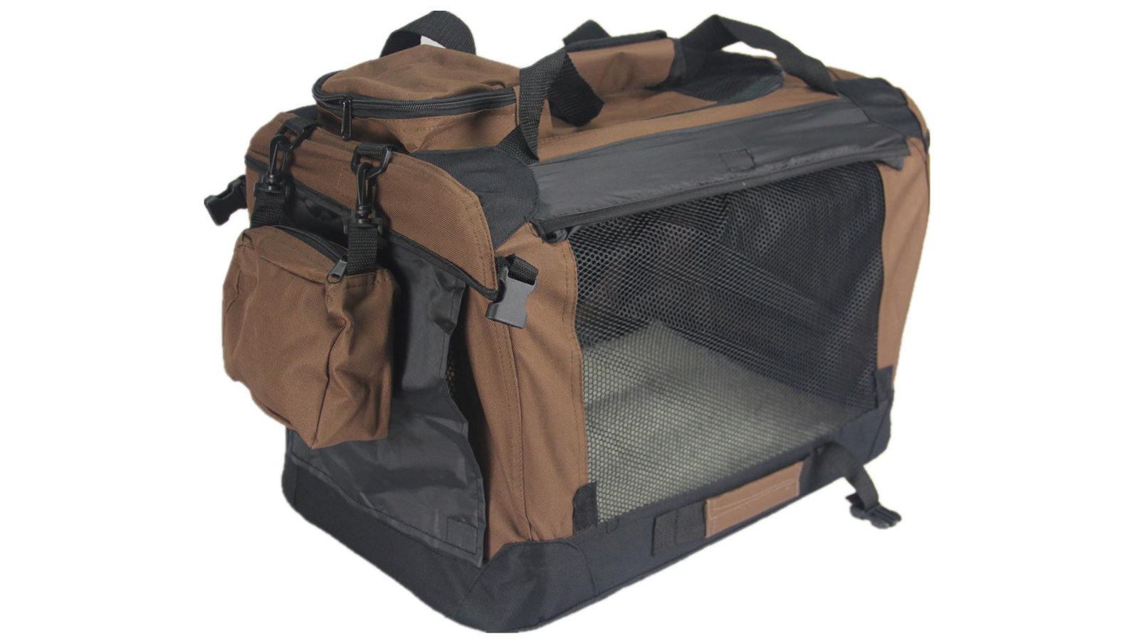YES4PETS Large Foldable Soft Pet Crate Bag with Curtain - Brown