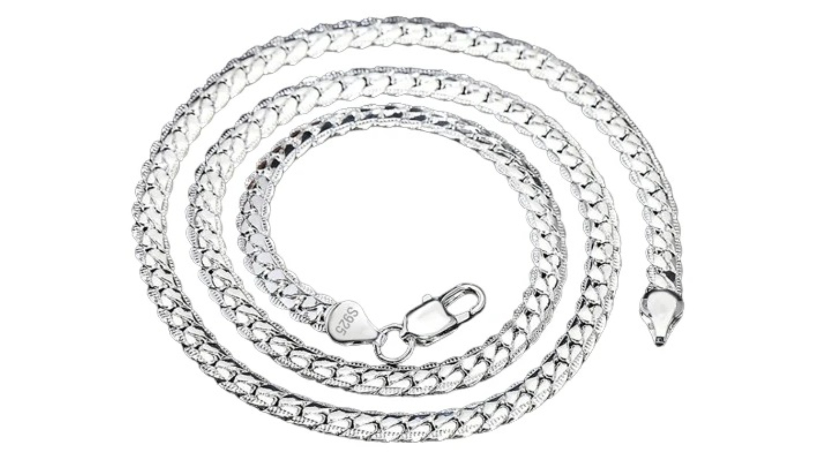NNEOBA 0.6cm Sterling Side Chain Necklace - Silver