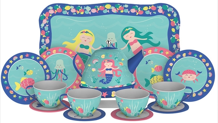 Schylling Mermaid Tin Tea Set