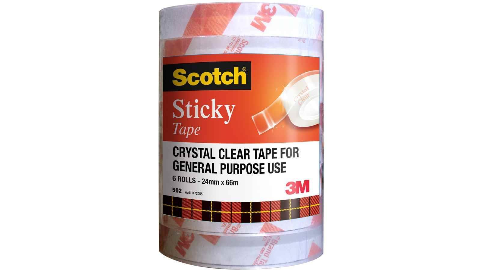 Scotch 502 Pack of 6 Rolls Tower Sticky Tape - 2.4cm x 66metre