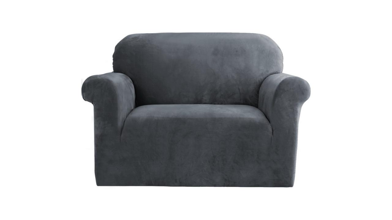 Artiss Sofa Couch Cover 1-Seater - Velvet Grey