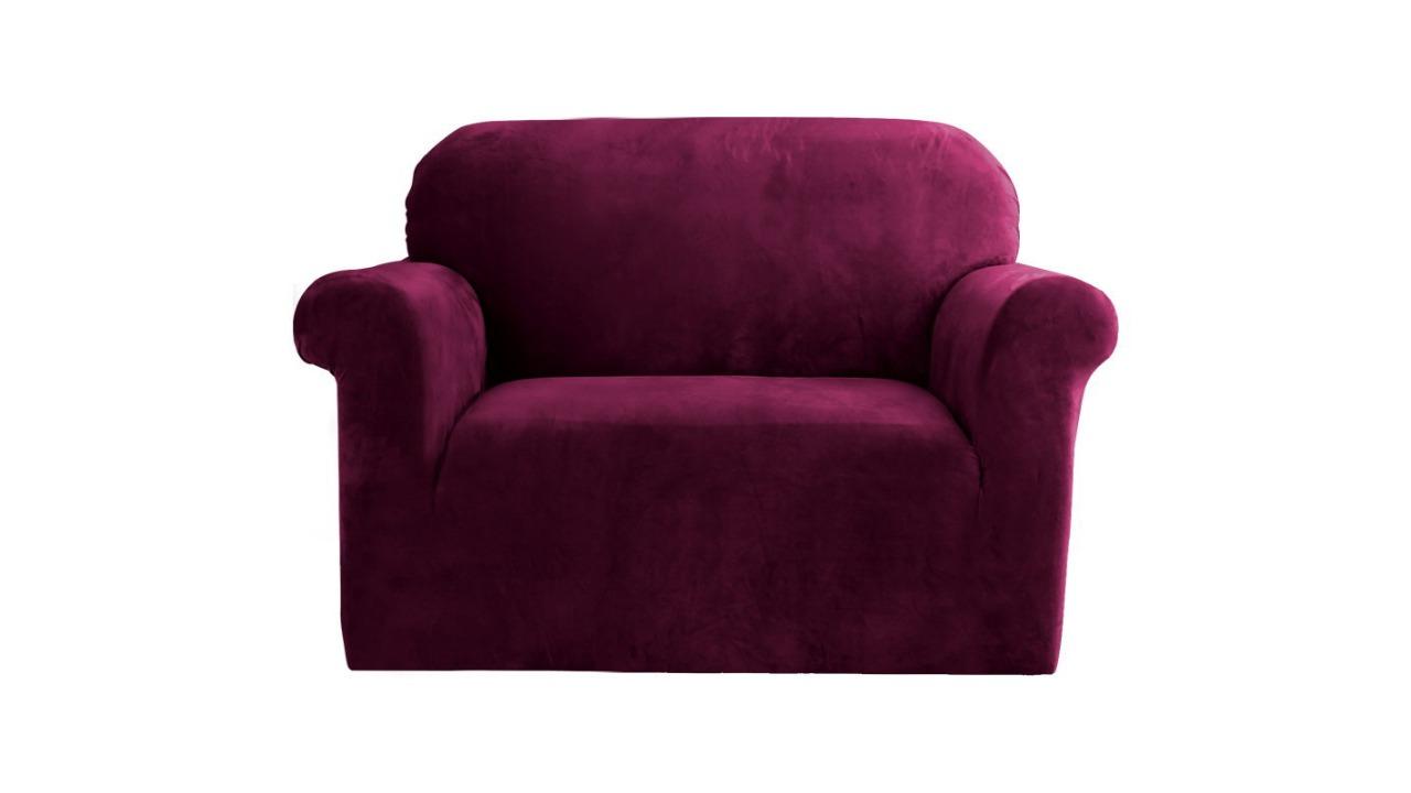 Artiss Sofa Couch Cover 1-Seater - Velvet Ruby Red