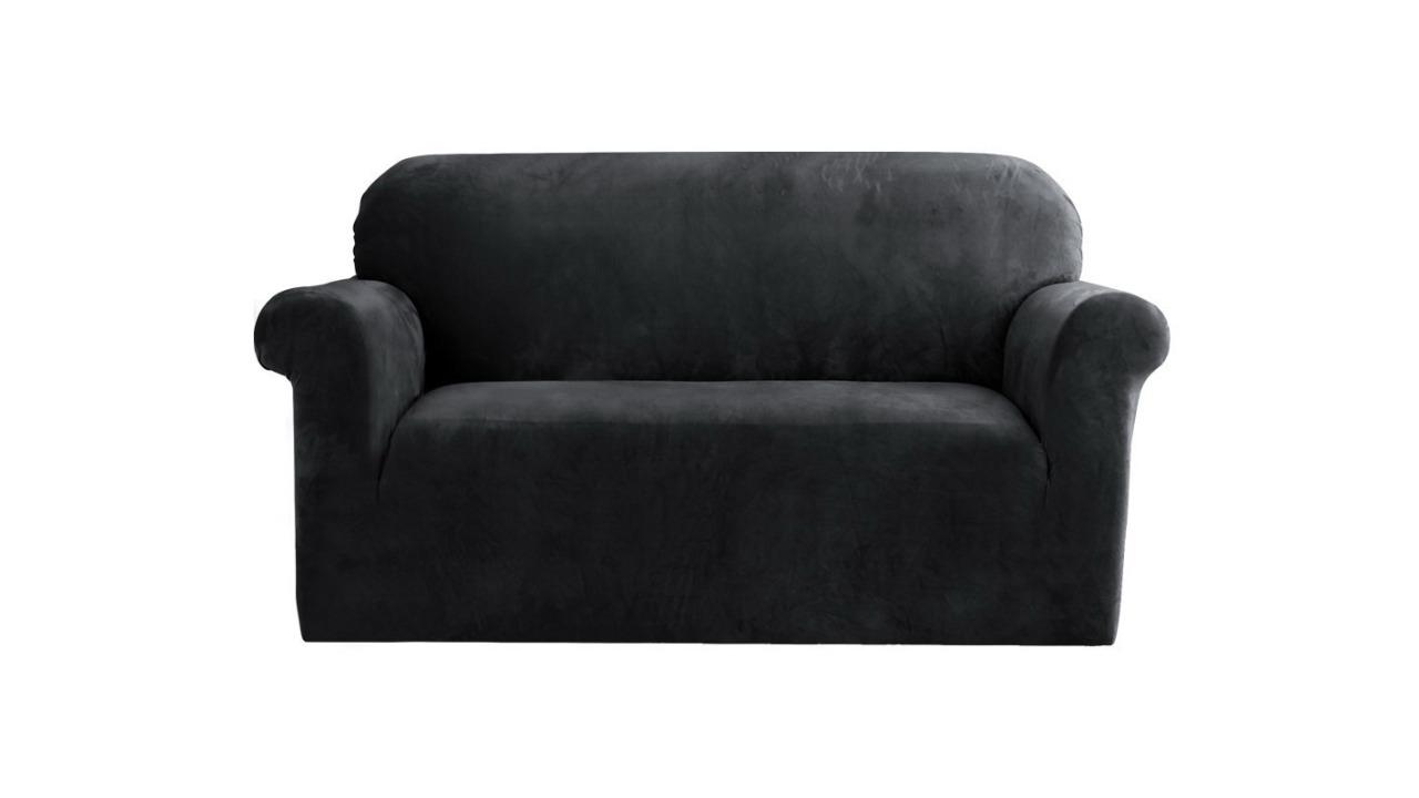 Artiss 2-Seater Sofa Couch Cover - Velvet Black