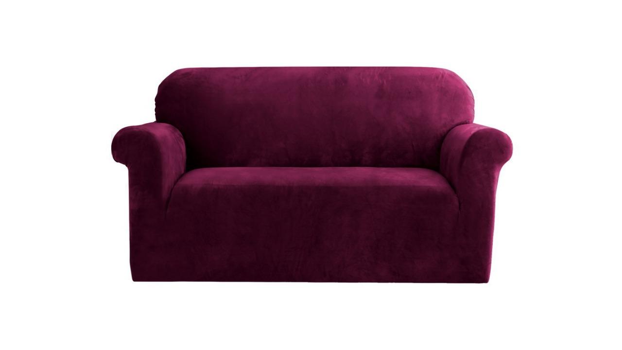 Artiss 2-Seater Sofa Couch Cover - Velvet Ruby Red