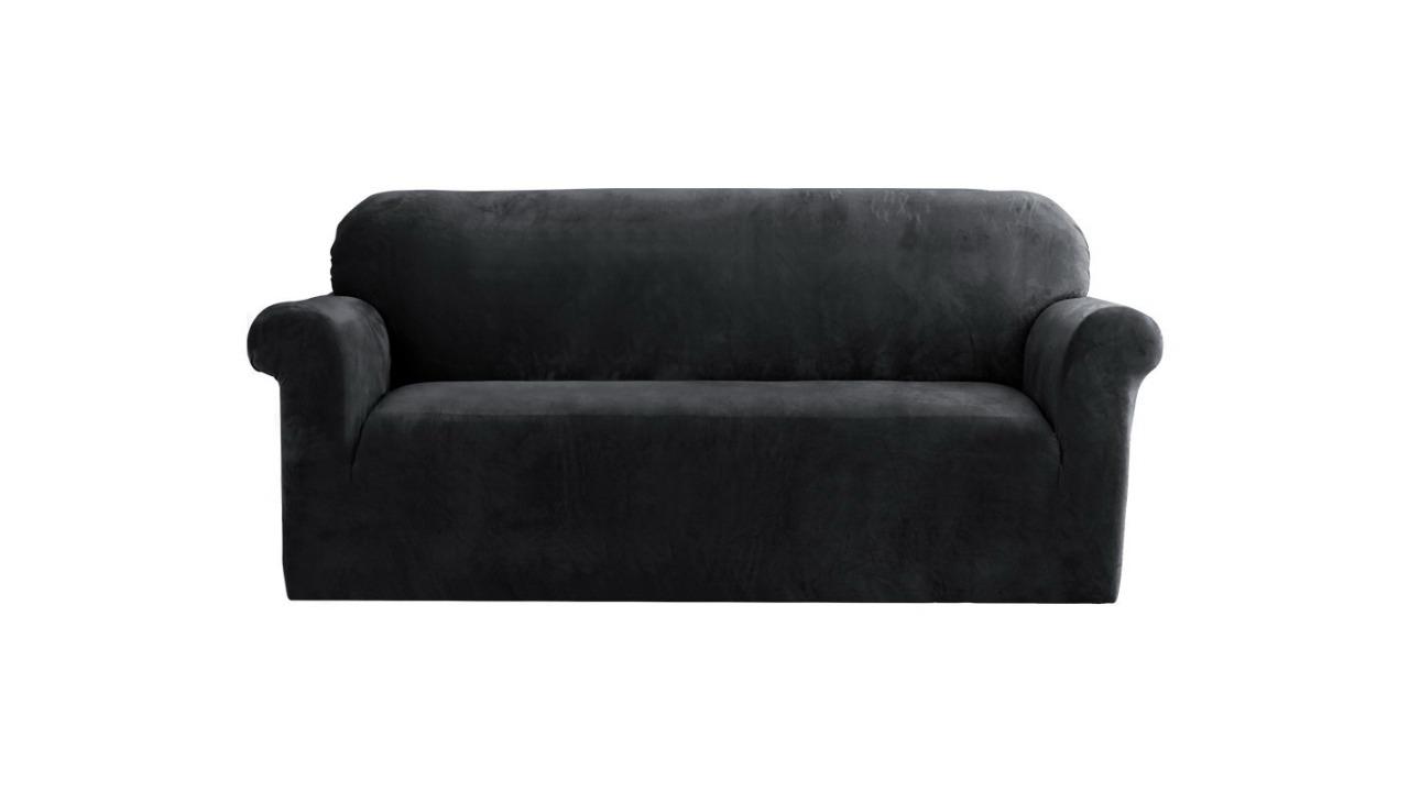 Artiss 3-Seater Sofa Couch Cover - Velvet Black