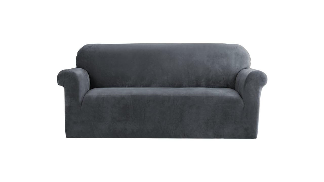 Artiss 3-Seater Sofa Couch Cover - Velvet Grey