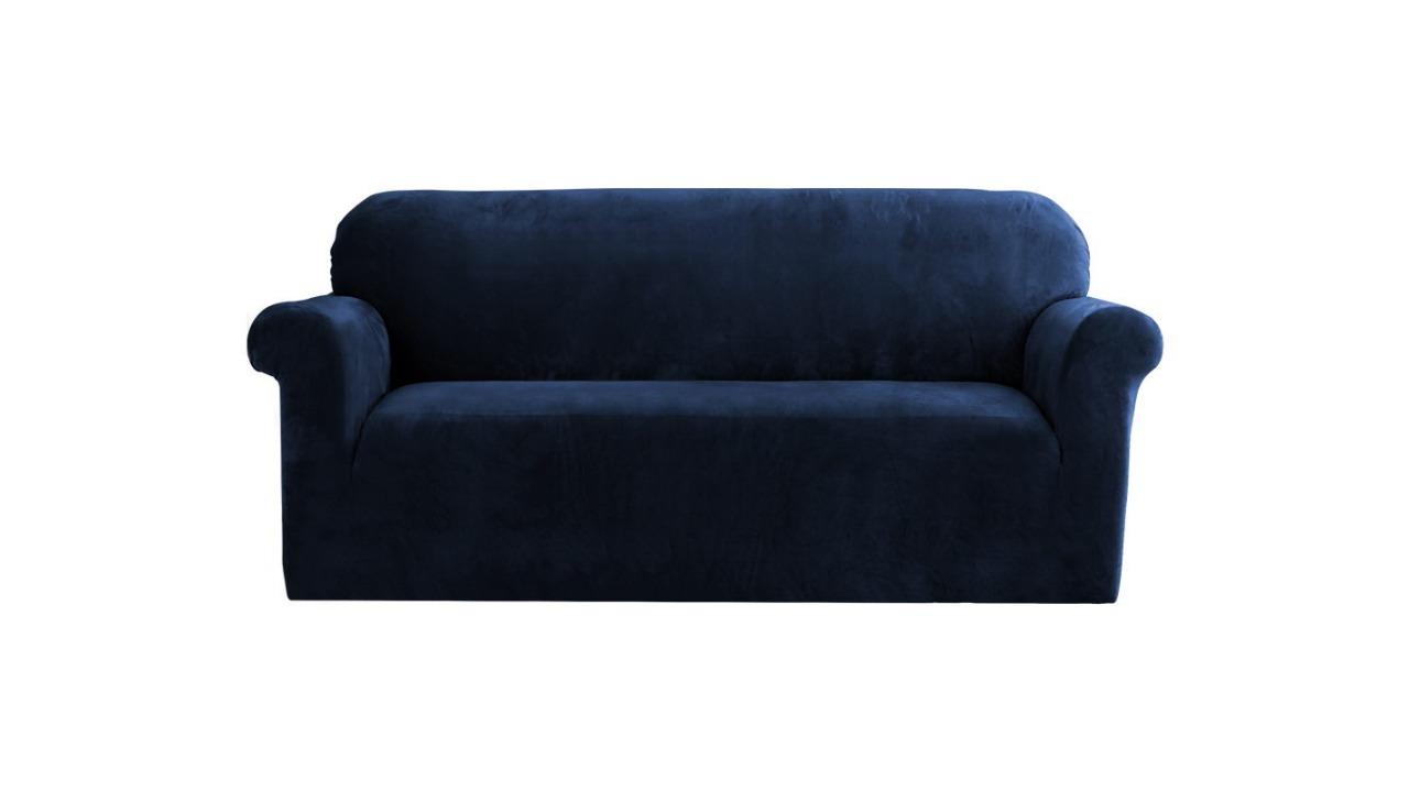 Artiss 3-Seater Sofa Couch Cover - Velvet Sapphire
