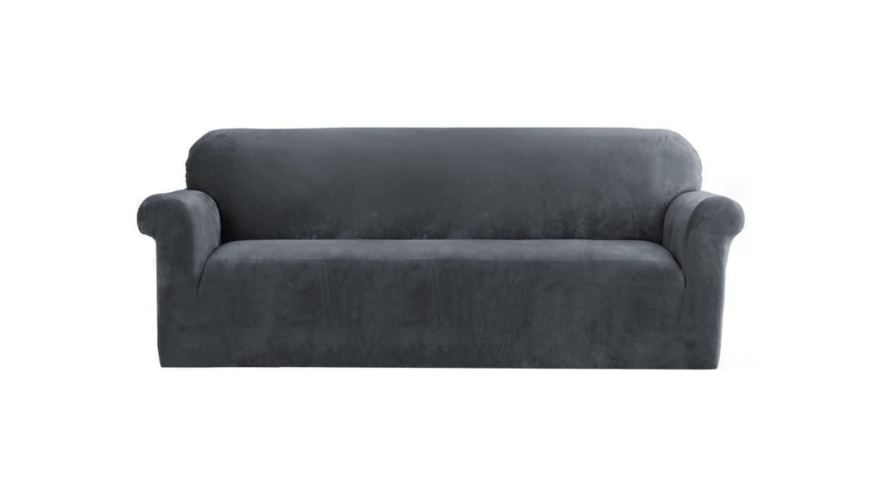 Artiss 4-Seater Sofa Couch Cover - Velvet Grey