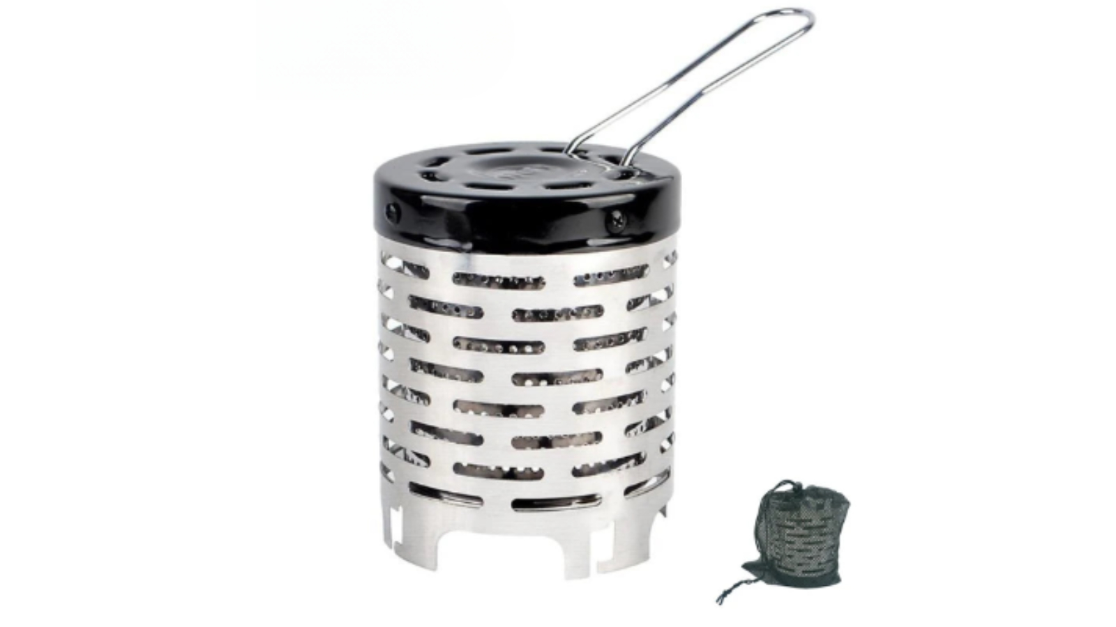 NNEOBA Compact Mini Gas Heater Stove for Outdoor Camping - Silver/Black