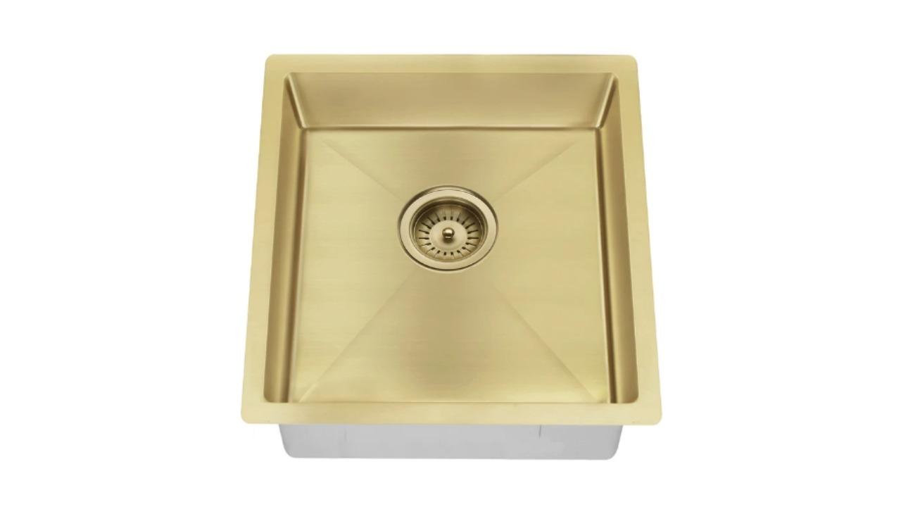 Meir Lavello Single Bowl 450x450 Kitchen Sink - Brushed Bronze Gold